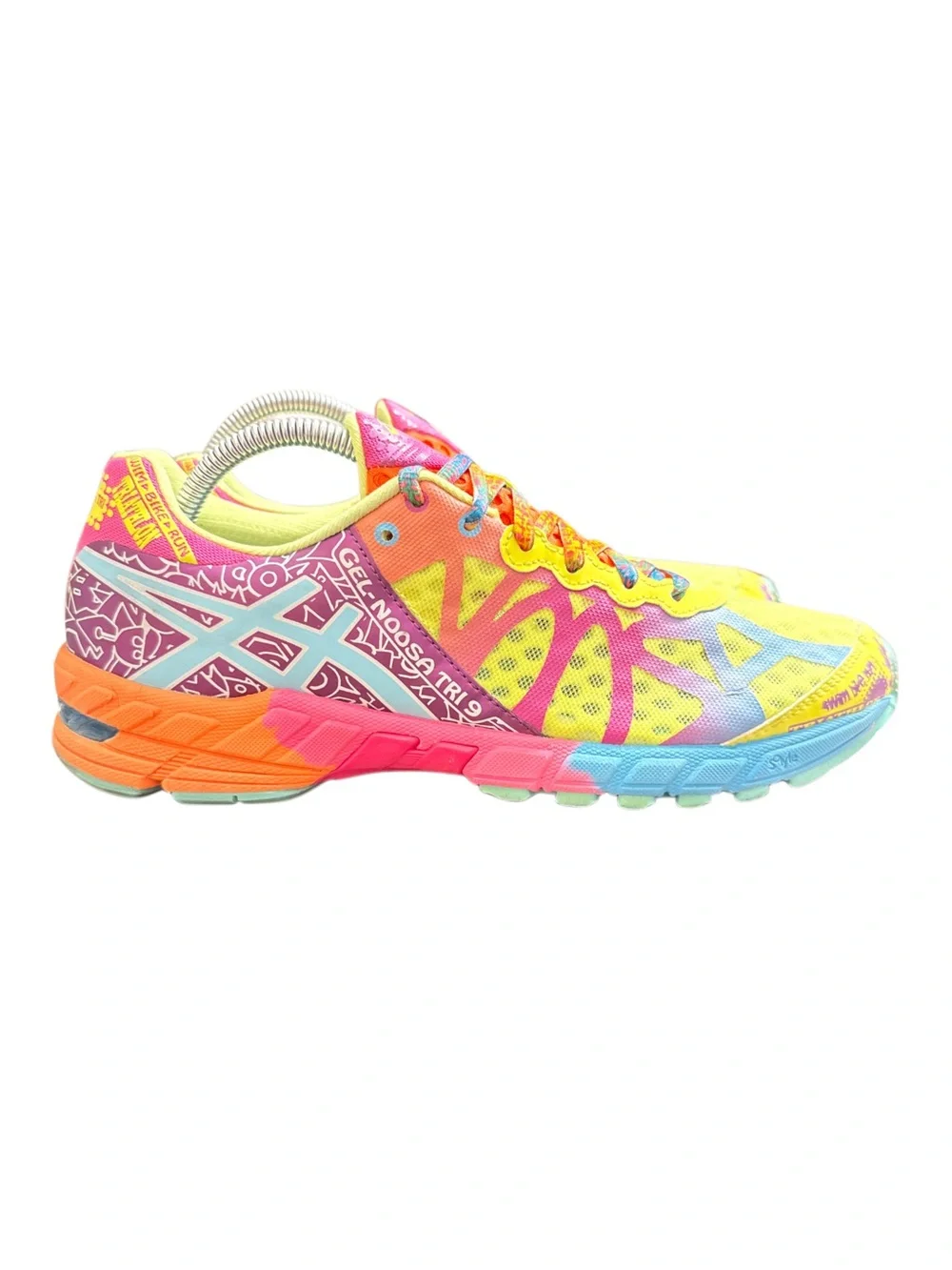 ASICS Women's Neon Multi-Color Athletic Running Shoes - Yellow Pink Orange Blue